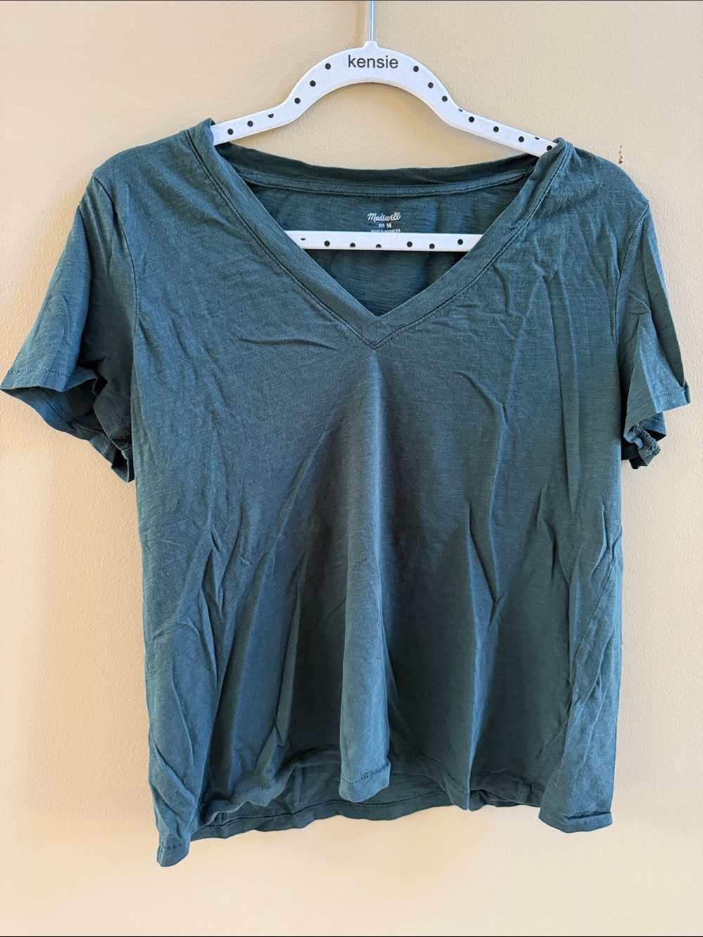 Madewell Deep Green V-Neck Short Sleeve Tee